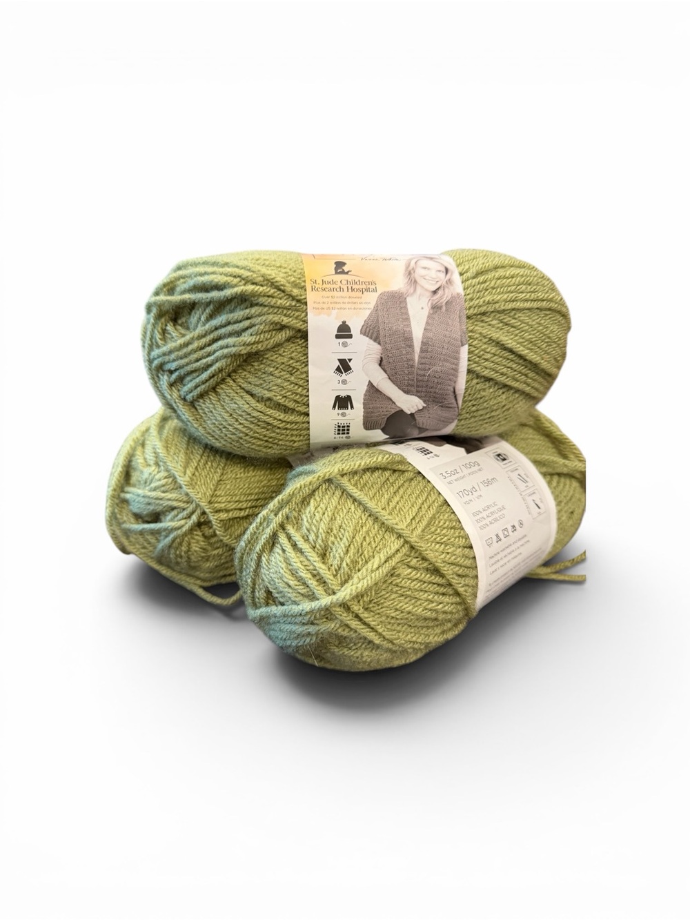 Lot Of 3 VANNA’s CHOICE Dusty Green #173 Lion Brand Acrylic NEW